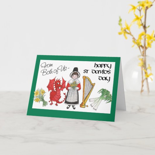 St David's Day Wenskaart: Van ons beiden Kaart (Gele Bloem)
