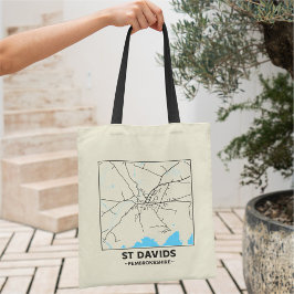 St Davids, Pembrokeshire Stad Kaart Boodschappenta Tote Bag