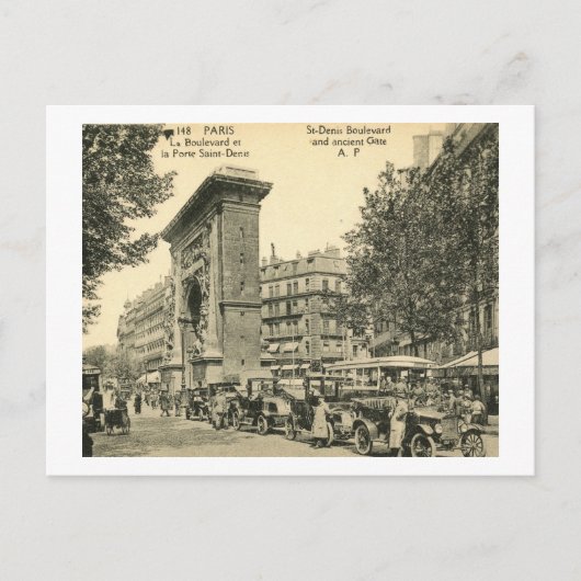 St. Denis Boulevard, Parijs, Vintage van Frankrijk Briefkaart (Voorkant)