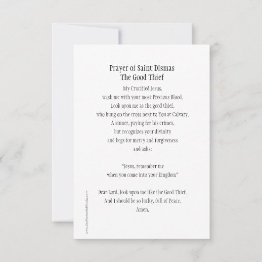 St. Dismas, de Kaart van de dief-dief-gebed (Achterkant)