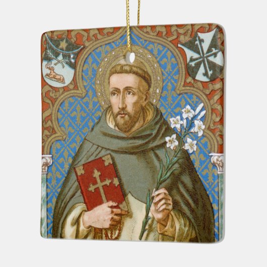 St. Dominic de Guzman (BK 011) Sq. Blauw Keramisch Ornament (Links)