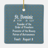 St. Dominic de Guzman (BK 011) Sq. Blauw Keramisch Ornament (Achterkant)