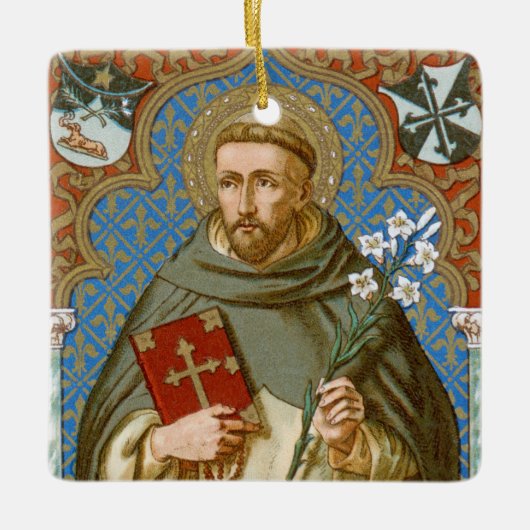 St. Dominic de Guzman (BK 011) Sq. Blauw Keramisch Ornament (Voorkant)