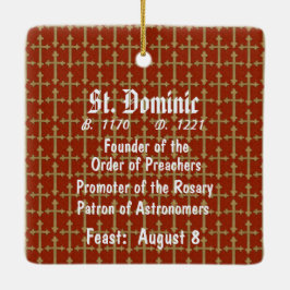 St. Dominic de Guzman (BK 011) Sq. Rood Keramisch Ornament