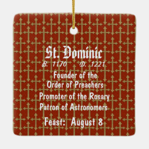 St. Dominic de Guzman (BK 011) Sq. Rood Keramisch Ornament