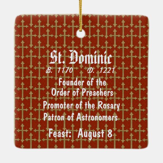 St. Dominic de Guzman (BK 011) Sq. Rood Keramisch Ornament (Achterkant)