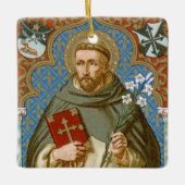 St. Dominic de Guzman (BK 011) Sq. Rood Keramisch Ornament (Voorkant)