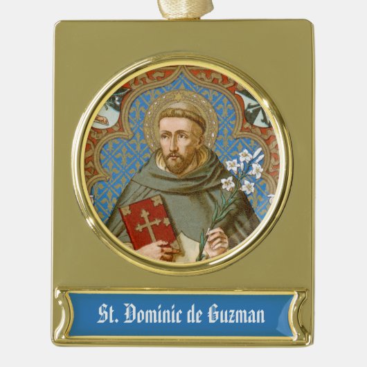 St. Dominic de Guzman (BK 011) Verguld Banner Ornament (Voorkant)
