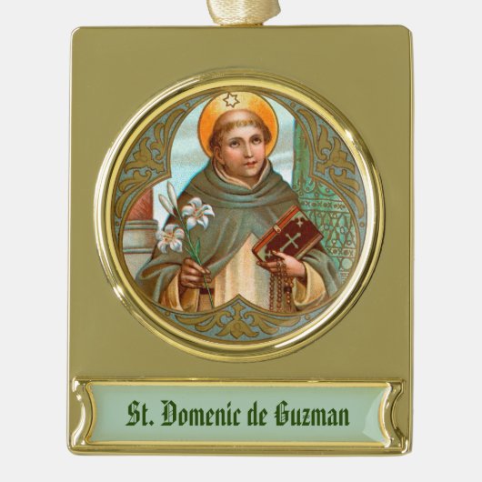 St. Dominic de Guzman (BK 07) Verguld Banner Ornament (Voorkant)