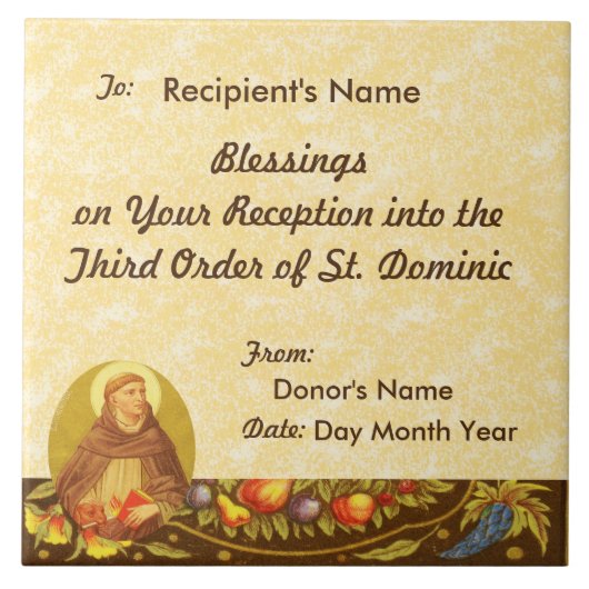St. Dominic de Guzman (PM 02) Tegeltje (Voorkant)