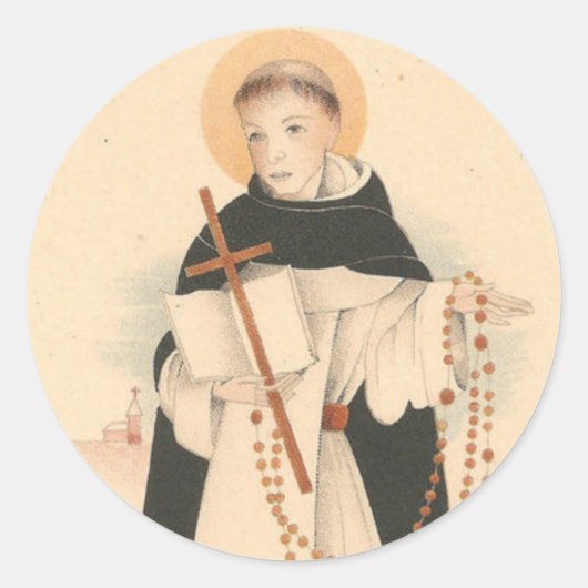 St. Dominic met de rozenkrans Ronde Sticker (Voorkant)