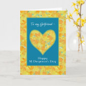 St Dwynwen's Day Daffodils Hart, voor Vriendin Kaart (Gele Bloem)