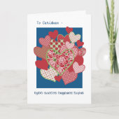 St Dwynwen's Day Hearts Kaart, Welsh Groet Kaart (Voorkant)