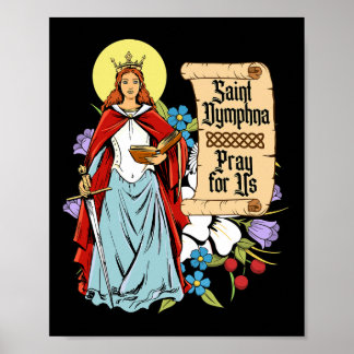 St Dymphna Purity Lily Patron Saint Mental Health Poster