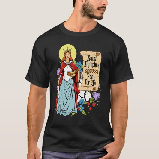 St Dymphna Purity Lily Patron Saint Mental Health T-shirt (Voorkant)