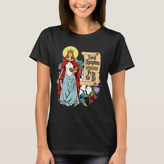 St Dymphna Purity Lily Patron Saint Mental Health T-shirt (Voorkant)