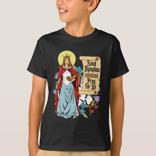 St Dymphna Purity Lily Patron Saint Mental Health T-shirt (Voorkant)
