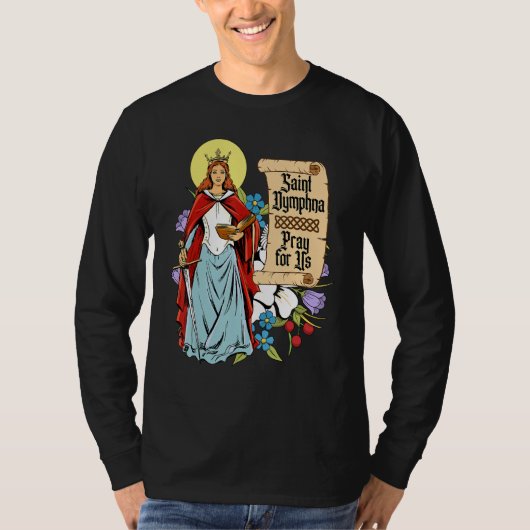 St Dymphna Purity Lily Patron Saint Mental Health T-shirt (Voorkant)