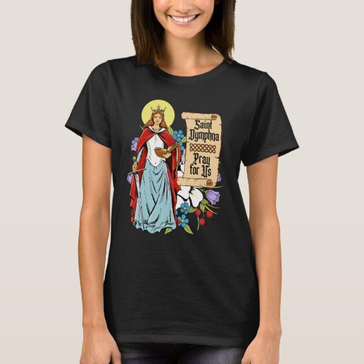 St Dymphna Purity Lily Patron Saint Mental Health T-shirt (Voorkant)