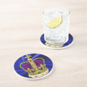 St Edwards Crown met Fur Zandsteen Onderzetter (Zijkant)