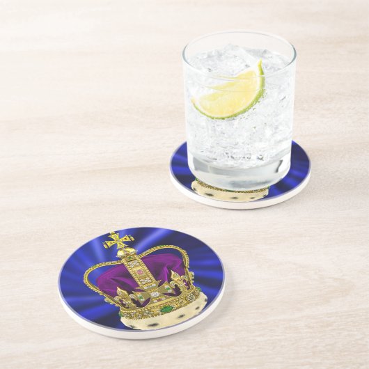 St Edwards Crown met Fur Zandsteen Onderzetter (Zijkant)