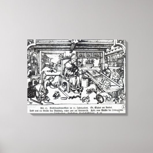 St. Eligius als goudsmid in zijn werkplaats Canvas Afdruk (Voorkant)
