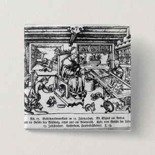 St. Eligius als goudsmid in zijn werkplaats Vierkante Button 5,1 Cm