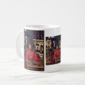St. Eligius in zijn Goldsmith workshop, van Christ Koffiemok (Voorkant links)