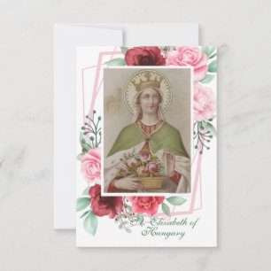 St. Elizabeth of Hungary Prayer Card  Rozen Bedankkaart