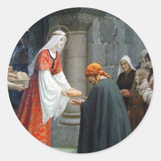 St. Elizabeth of Hungary voedt de armen Ronde Sticker (Voorkant)