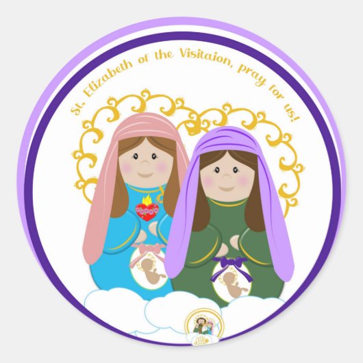 St. Elizabeth van de Visitatie Ronde Sticker (Voorkant)