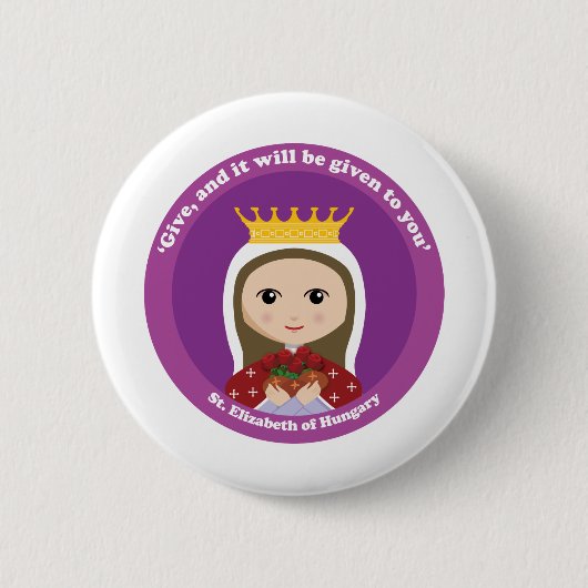 St. Elizabeth van Hongarije Ronde Button 5,7 Cm (Voorkant)
