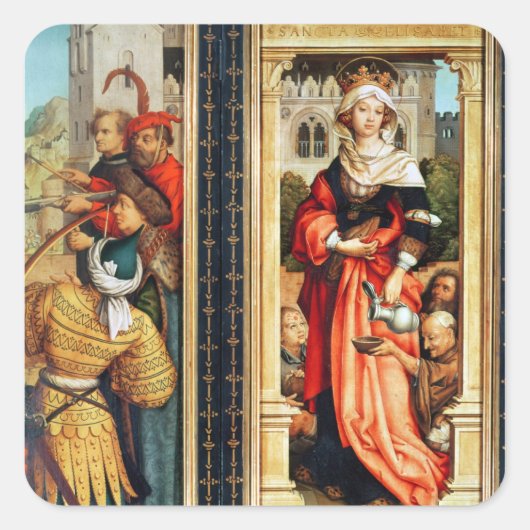 St. Elizabeth van Hongarije Vierkante Sticker (Voorkant)