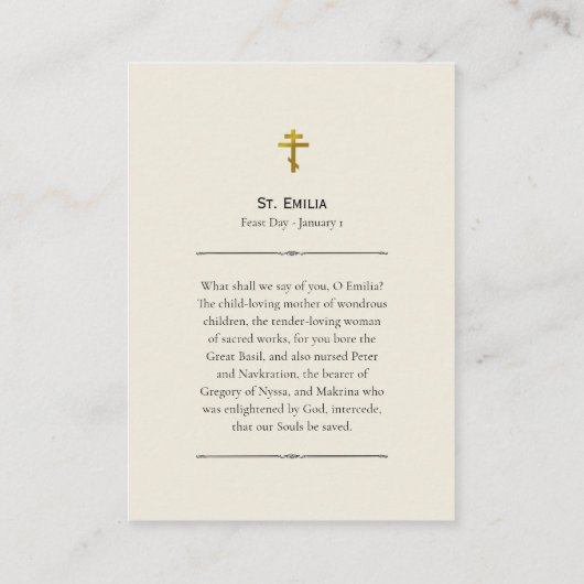 St. Emilia Orthodox Christelijk Gebed Kaart Plaatskaartje (Achterkant)