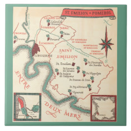 St. Emilion Bordeaux Wine Map Ceramic Tile Tegeltje
