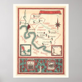 St. Emilion Bordeaux Wine Map Print