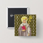St. Etheldreda (Audrey) (P 003) Vierkante Button 5,1 Cm (Voorkant /achterkant)