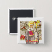 St. Etheldreda (Audrey) (P 003) Vierkante Button 5,1 Cm (Voorkant /achterkant)