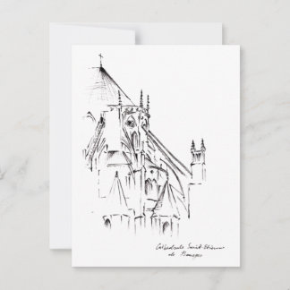 St. Etienne Cathedral, Bourges France Urban Sketch Briefkaart