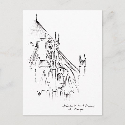 St. Etienne Cathedral, Bourges France Urban Sketch Briefkaart (Voorkant)