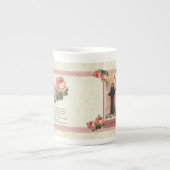 St. Faustina Divine Mercy Pink Roses Porselein Kop (Voorkant)