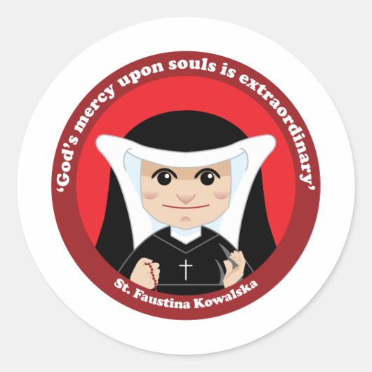 St. Faustina Kowalska Ronde Sticker (Voorkant)