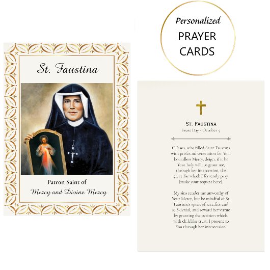 St. Faustina Roman Catholic Prayer Card Plaatskaartje