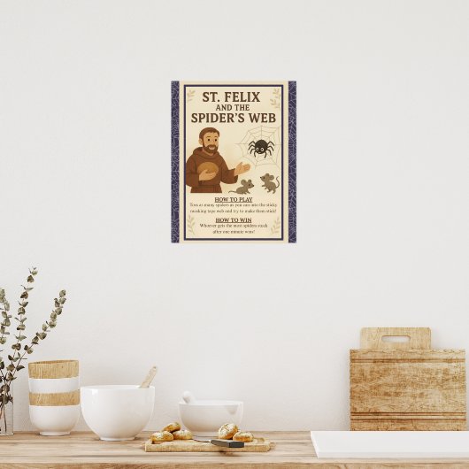 St. Felix Spider's Web Katholieke Sint Spel Teken Poster (Keuken)