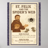 St. Felix Spider's Web Katholieke Sint Spel Teken Poster (Voorkant)