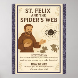 St. Felix Spider's Web Katholieke Sint Spel Teken Poster