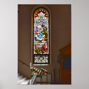 St. Fidelis Glas in lood Window, Victoria, Kansas Poster