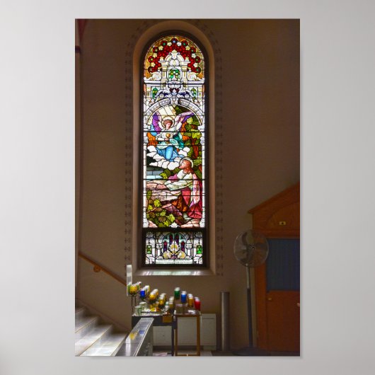 St. Fidelis Glas in lood Window, Victoria, Kansas Poster (Voorkant)