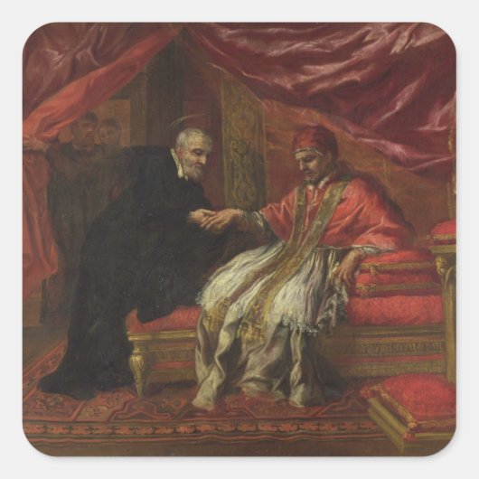 St. Filippo Neri Curing Pope Clemente VIII Vierkante Sticker (Voorkant)