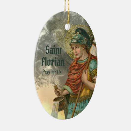 St. Florian met Bucket (beide; M 019) Keramisch Ornament (Rechts)